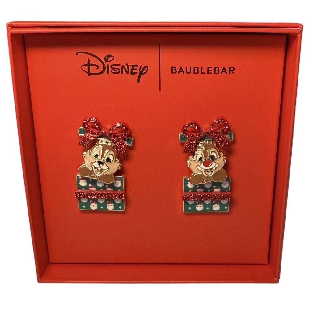 Disney BaubleBar Chip & Dale Christmas Gift Earrings Nostalgiacore NIB Set